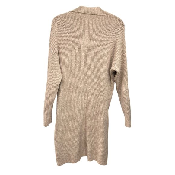 Hollister Beige Oatmeal Long V-Neck Polyester Blend Sweater Dress Size XL NWT - Picture 2 of 9